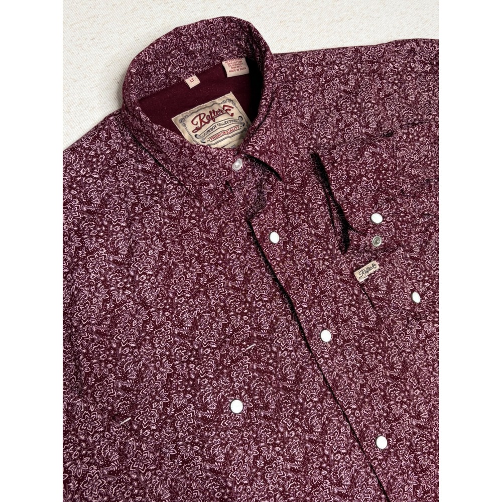 Rafter‎ C Cowboy Collection Mens LT Burgundy Floral Western Snap Front Shirt